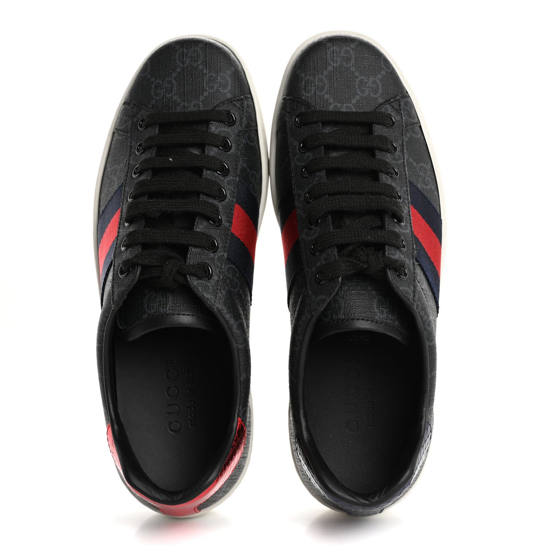 GG Supreme Monogram Ayers Web Mens New Ace Sneakers  5 Black
