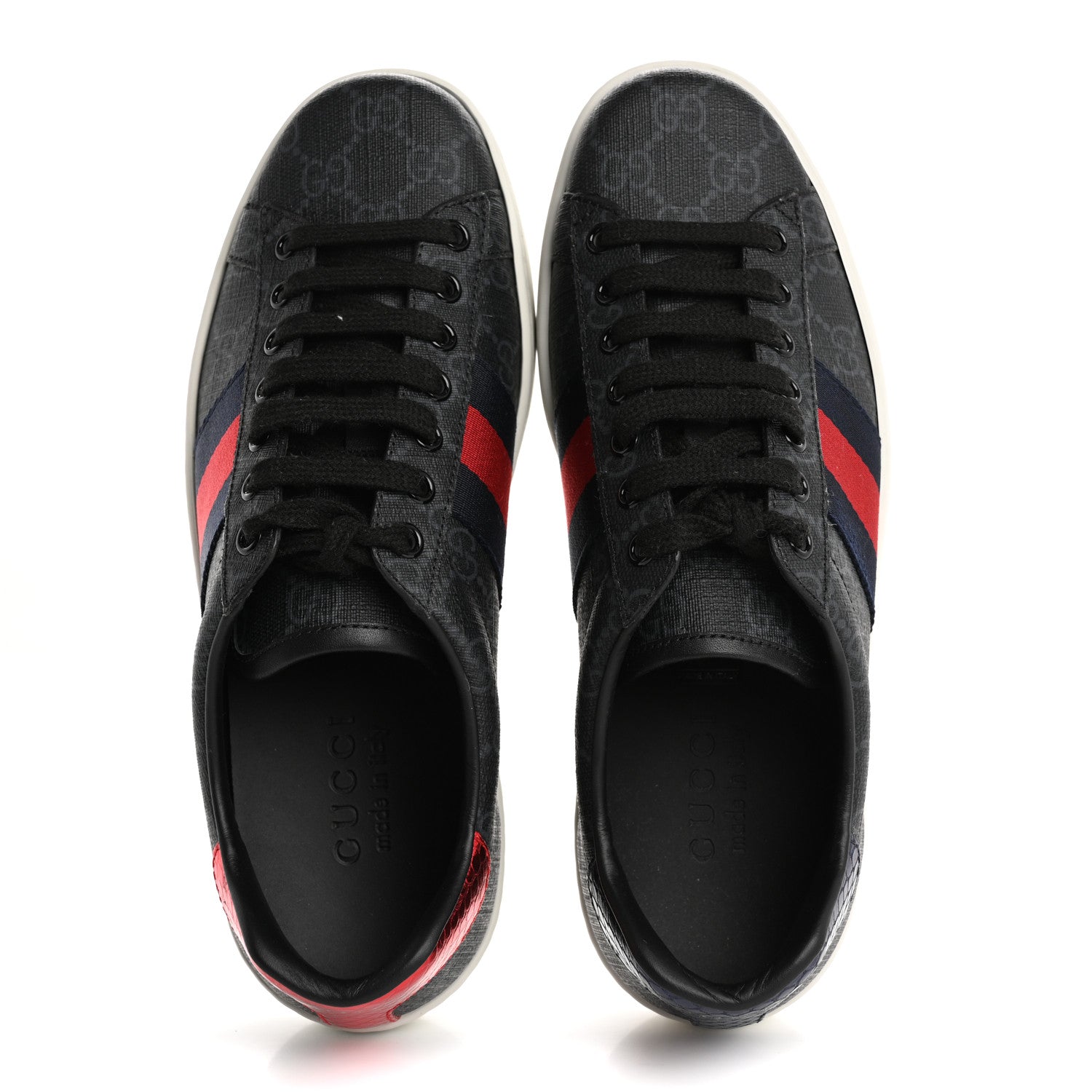 GG Supreme Monogram Ayers Web Mens New Ace Sneakers  5 Black