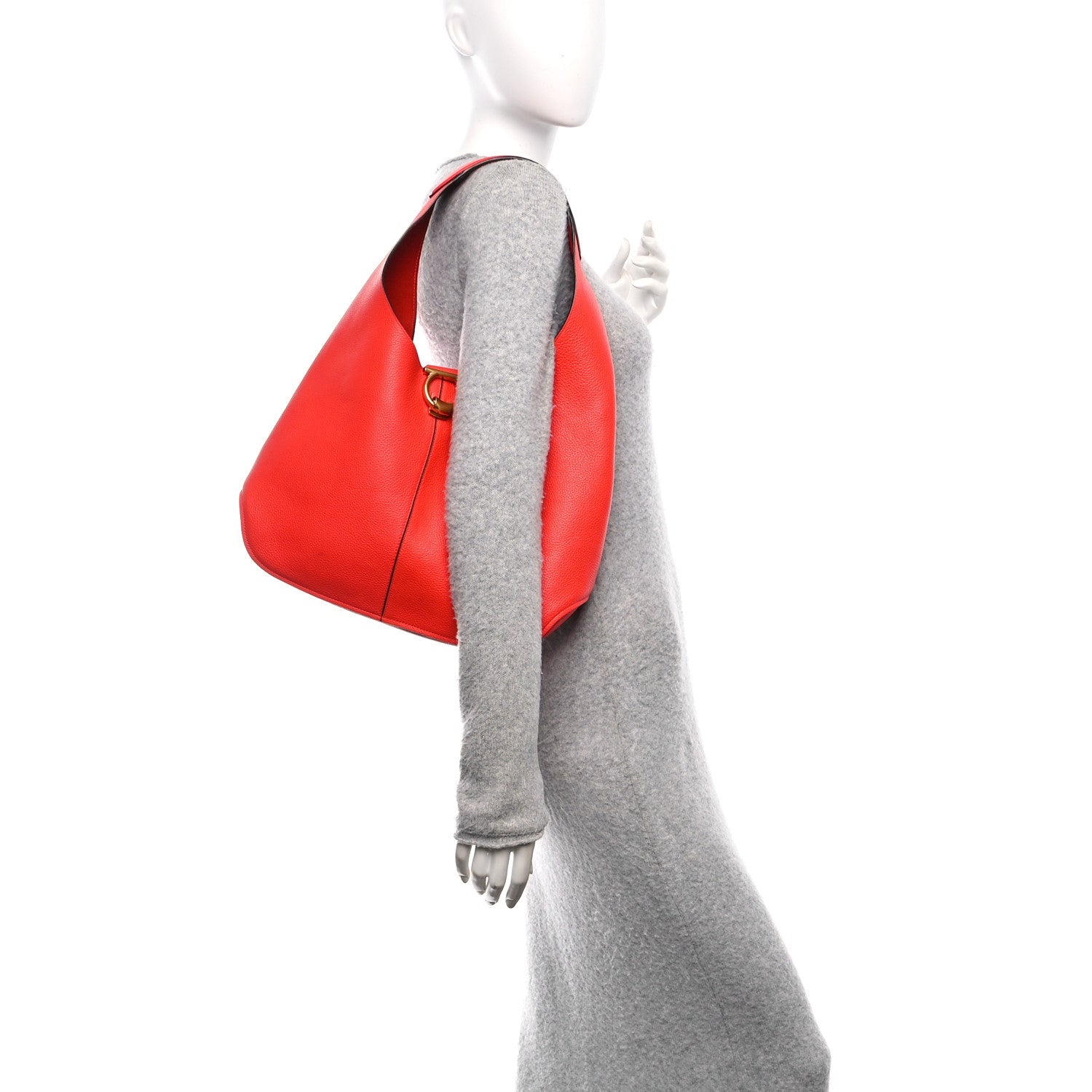 Calfskin Gancini Margot Hobot Candy Apple Red