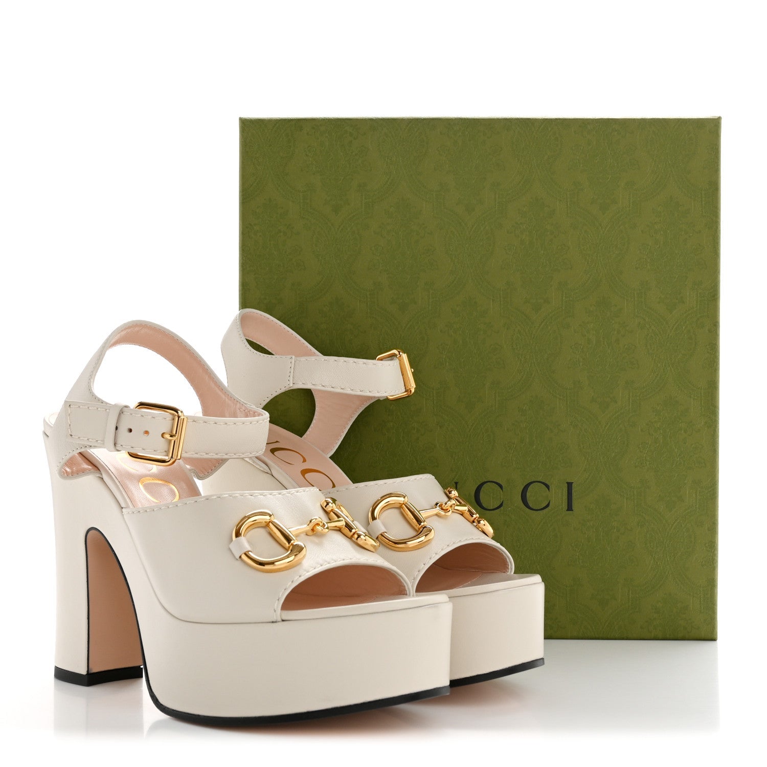 Nappa Charlotte Horsebit 40/135mm Platform Sandals 40.5 Mystic White