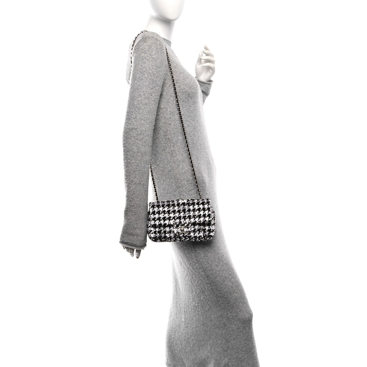 Sequin Houndstooth Small Flap Black White