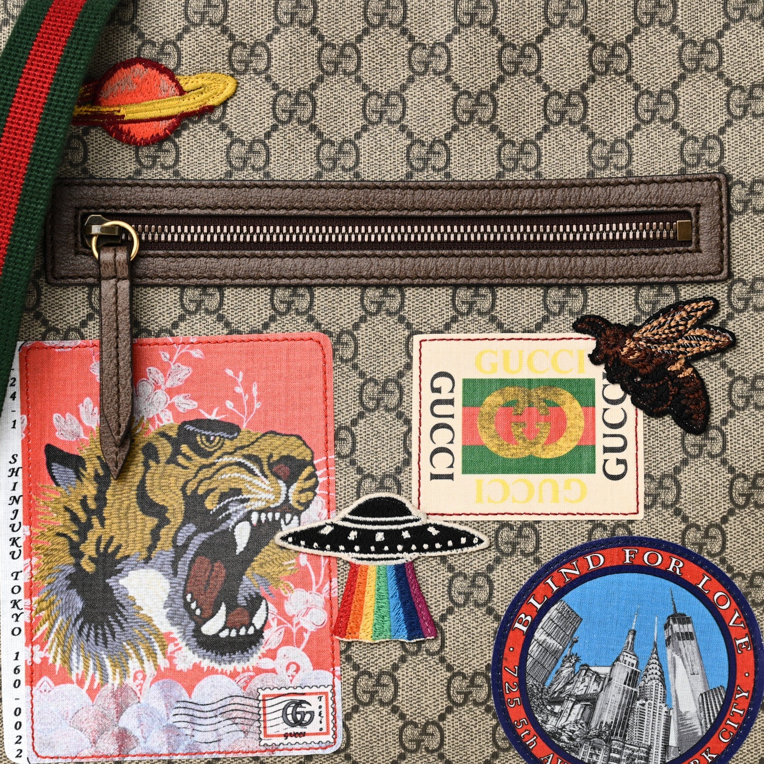 Soft GG Supreme Monogram Courrier Web Medium Flat Messenger Bag Beige New Acero Multicolor