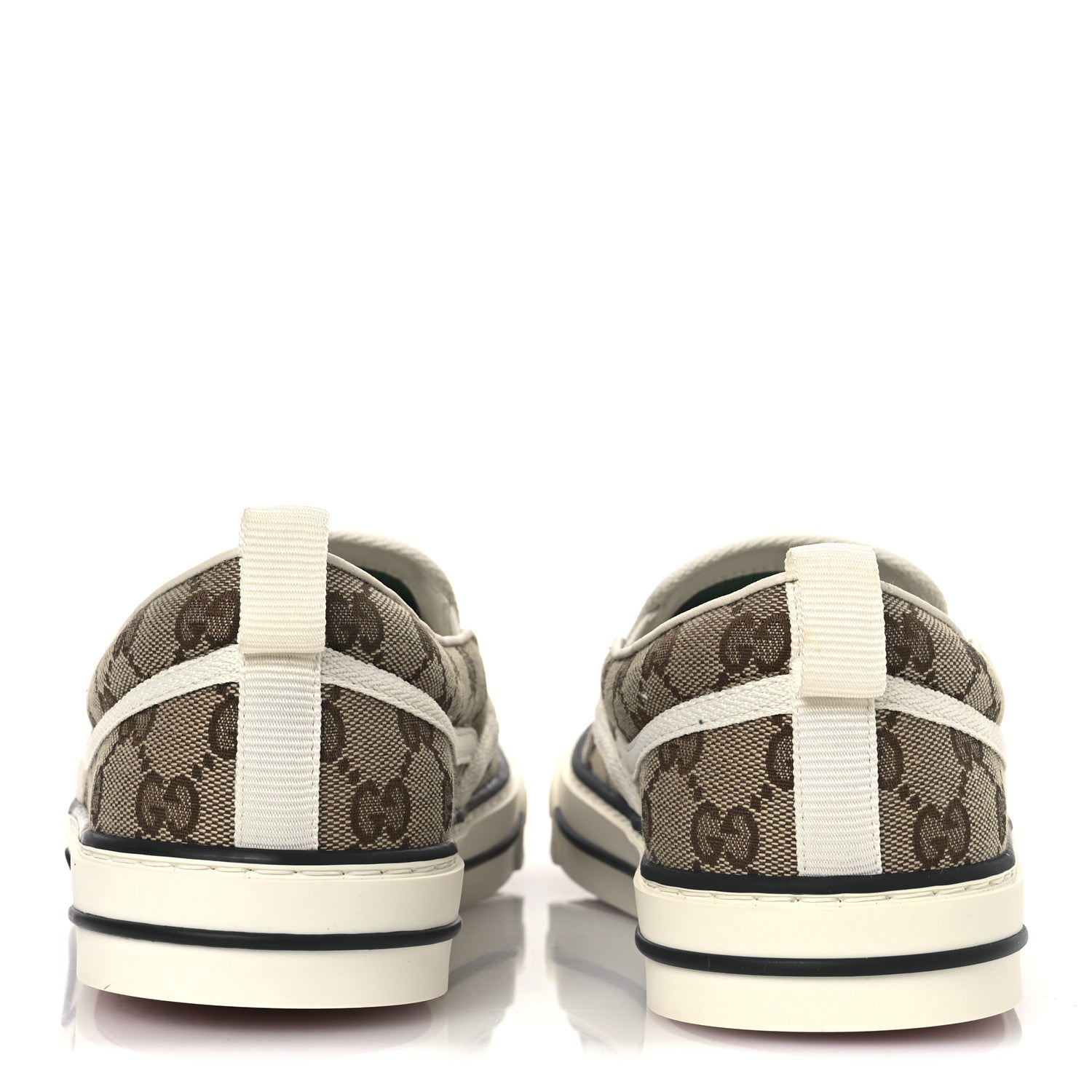 GG Monogram Mens 1977 Tennis Slip On Sneakers 8.5 Beige Ebony Mystic White