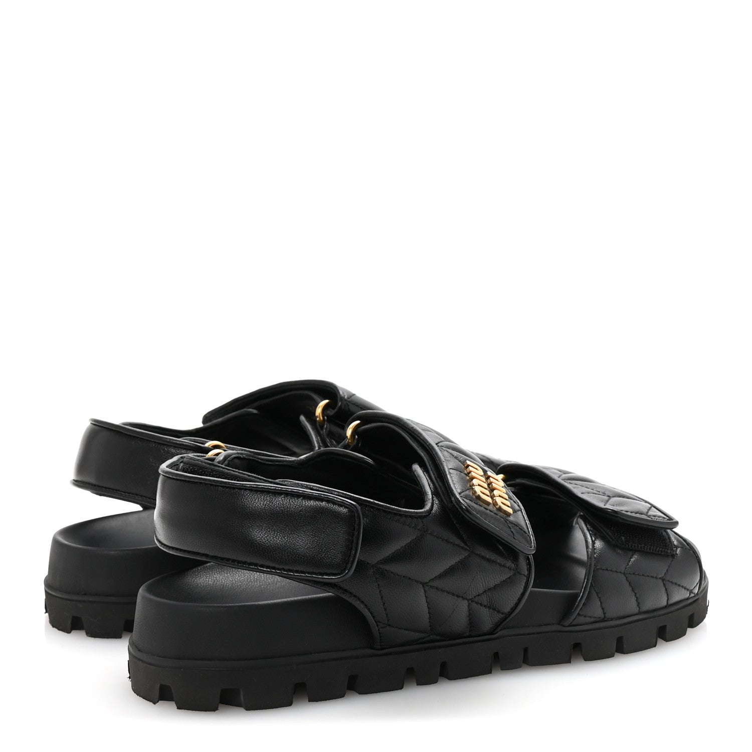 Nappa Matelasse Sporty Sandals 39 Black