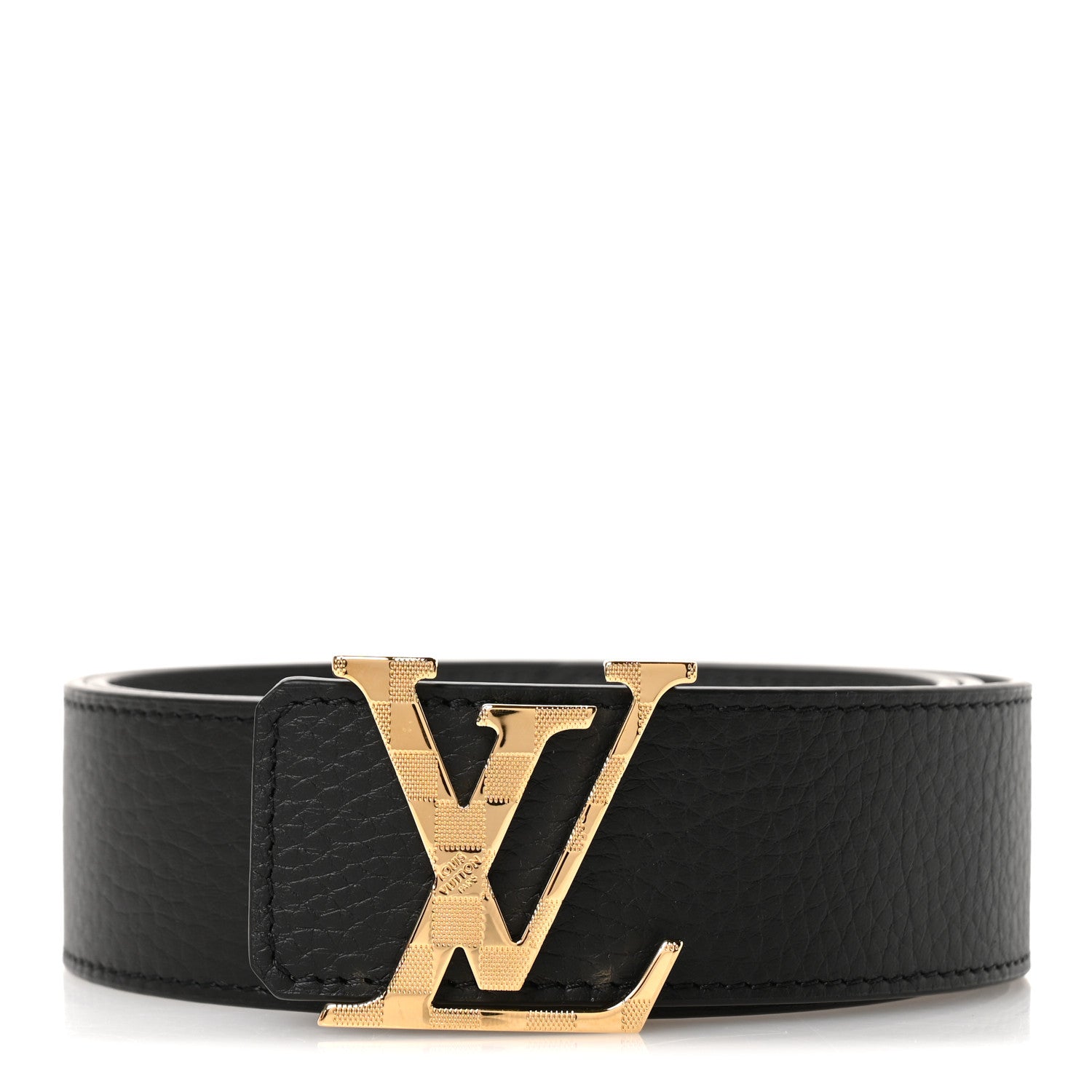 Calfskin 40mm Damier LV Initiales Reversible Belt 85 34 Gray Black