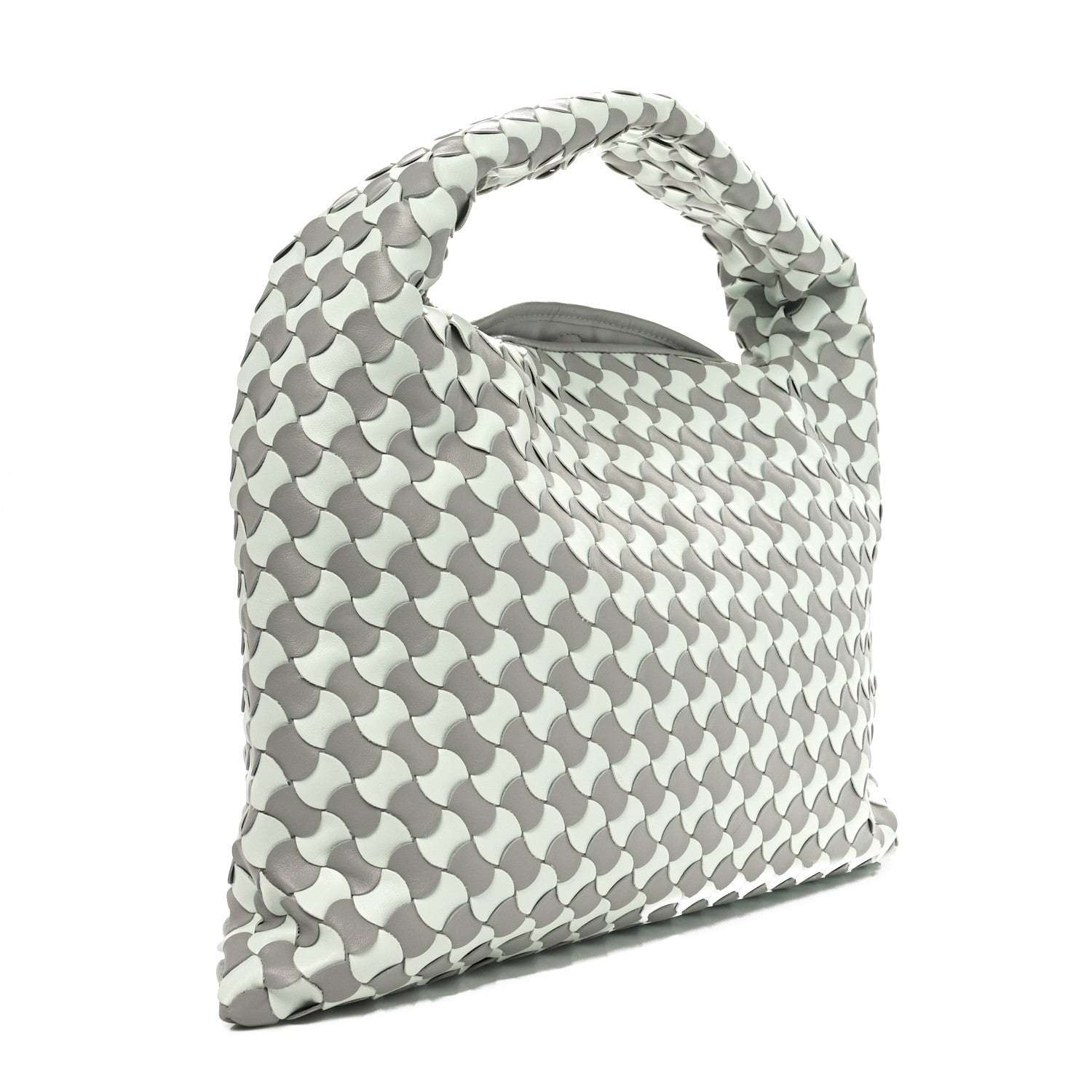 Calfskin Intrecciato Small Hop Agate Glacier