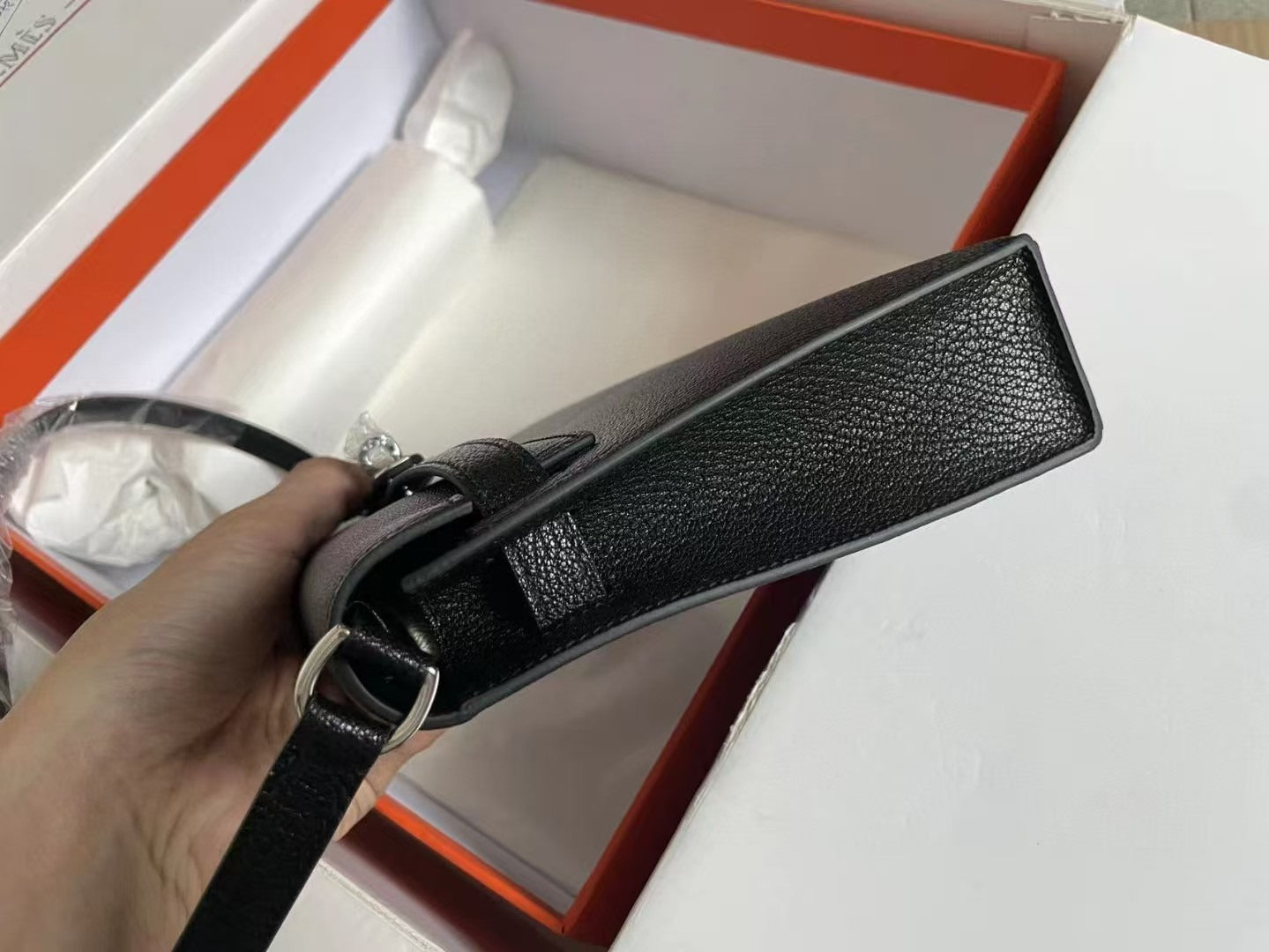 Hm Kelly Pochette To Go 27 Black Epsom Leather