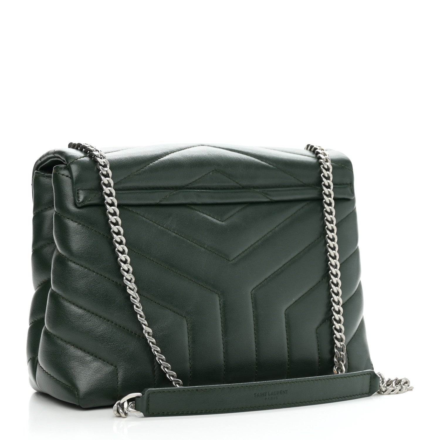 Calfskin Y Quilted Monogram Small Loulou Chain Satchel Olive