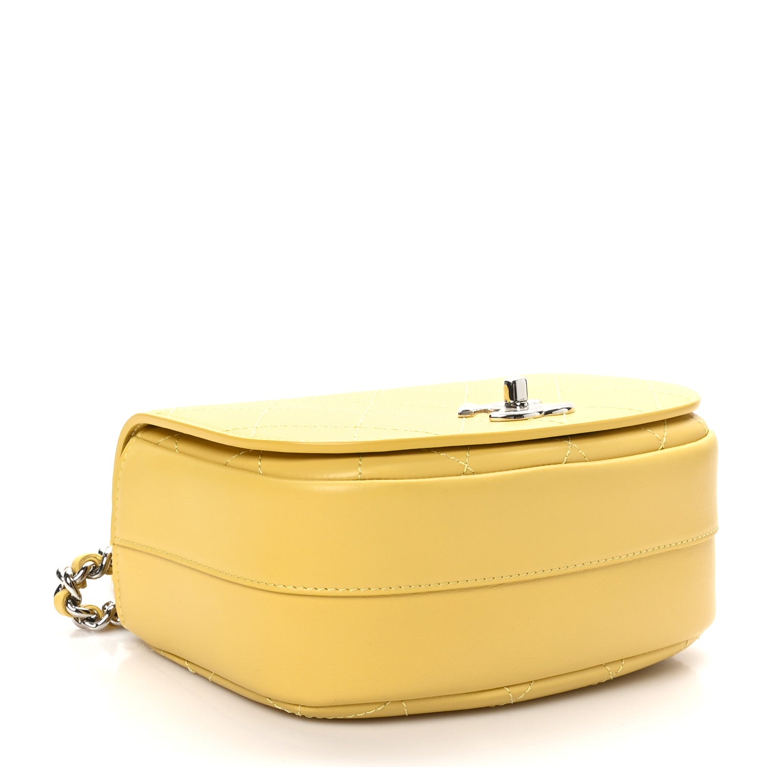 Calfskin Stitched Small Ring My Bag Flap Crossbody Yellow