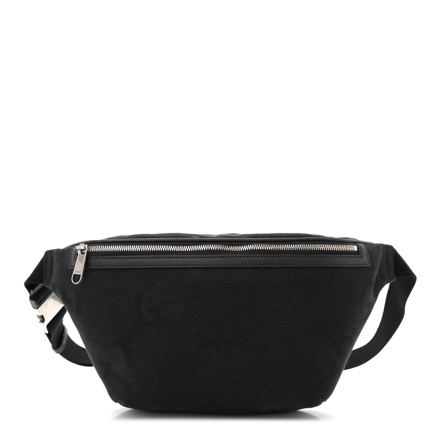 Monogram Jumbo GG Textured Dollar Calfskin Web Belt Bag Black