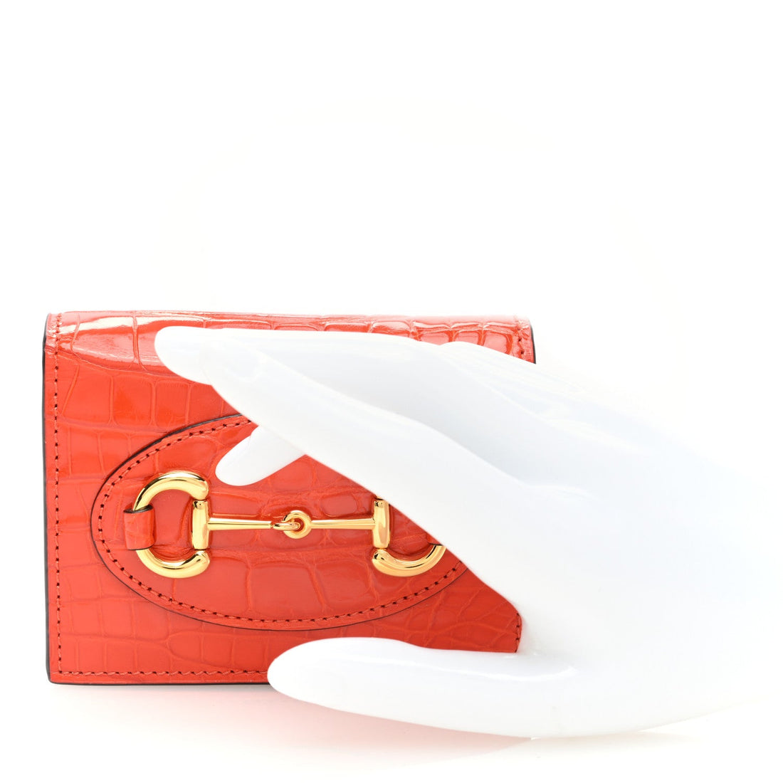 Boarded Plutone Crocodile Horsebit 1955 Card Case Wallet Sun Orange