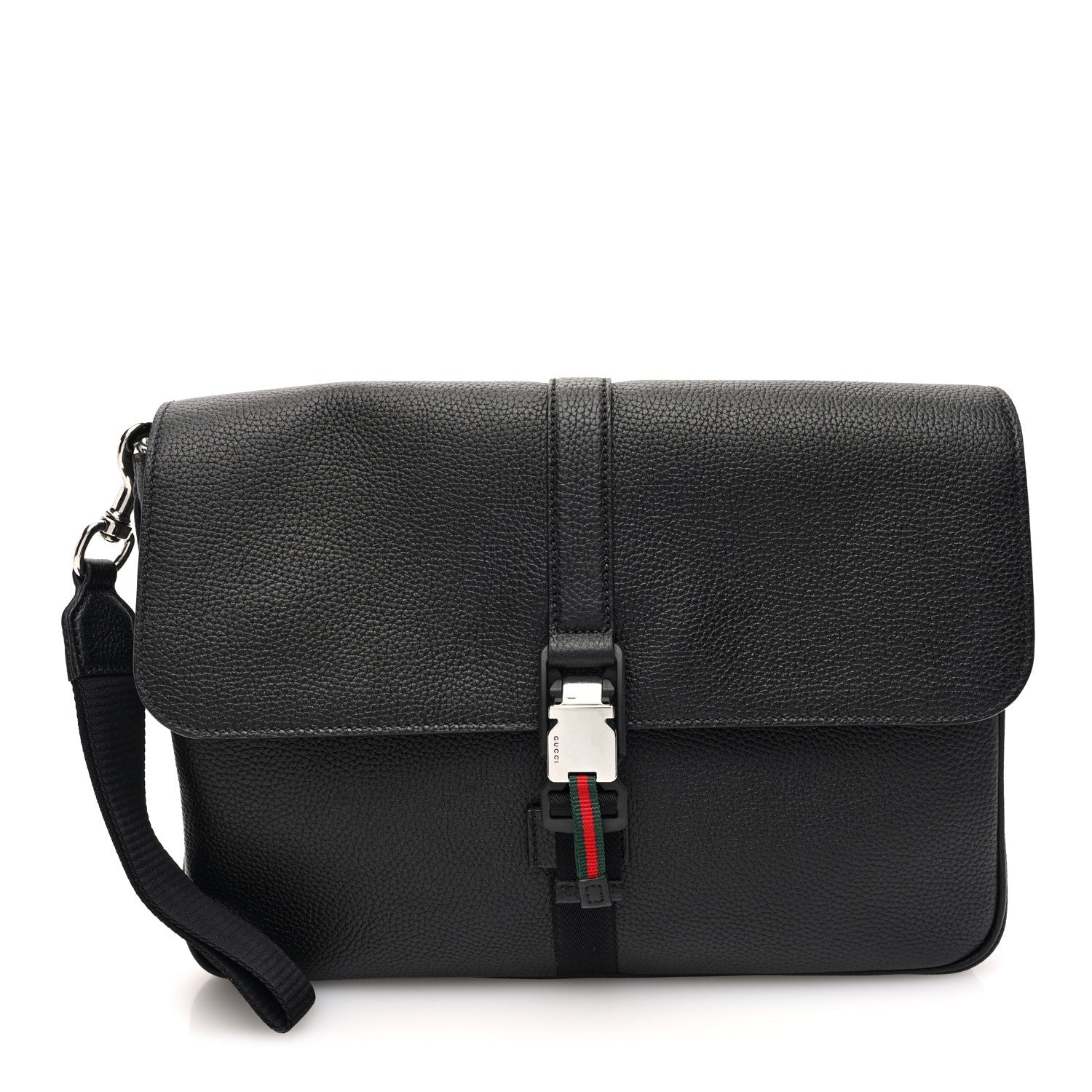 GG Calfskin Web Medium Business Case Black