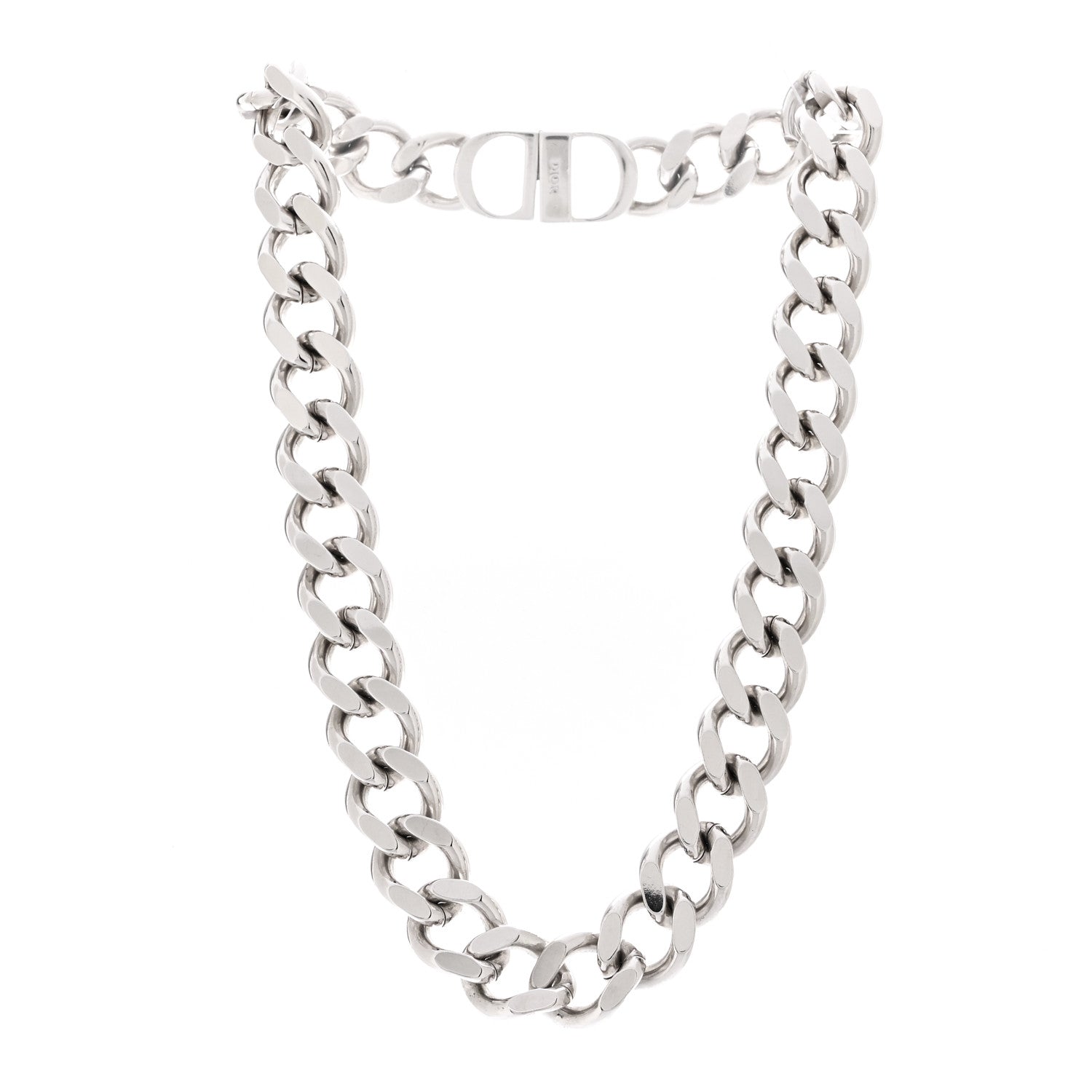 Metal CD Icon Chain Link Necklace Silver