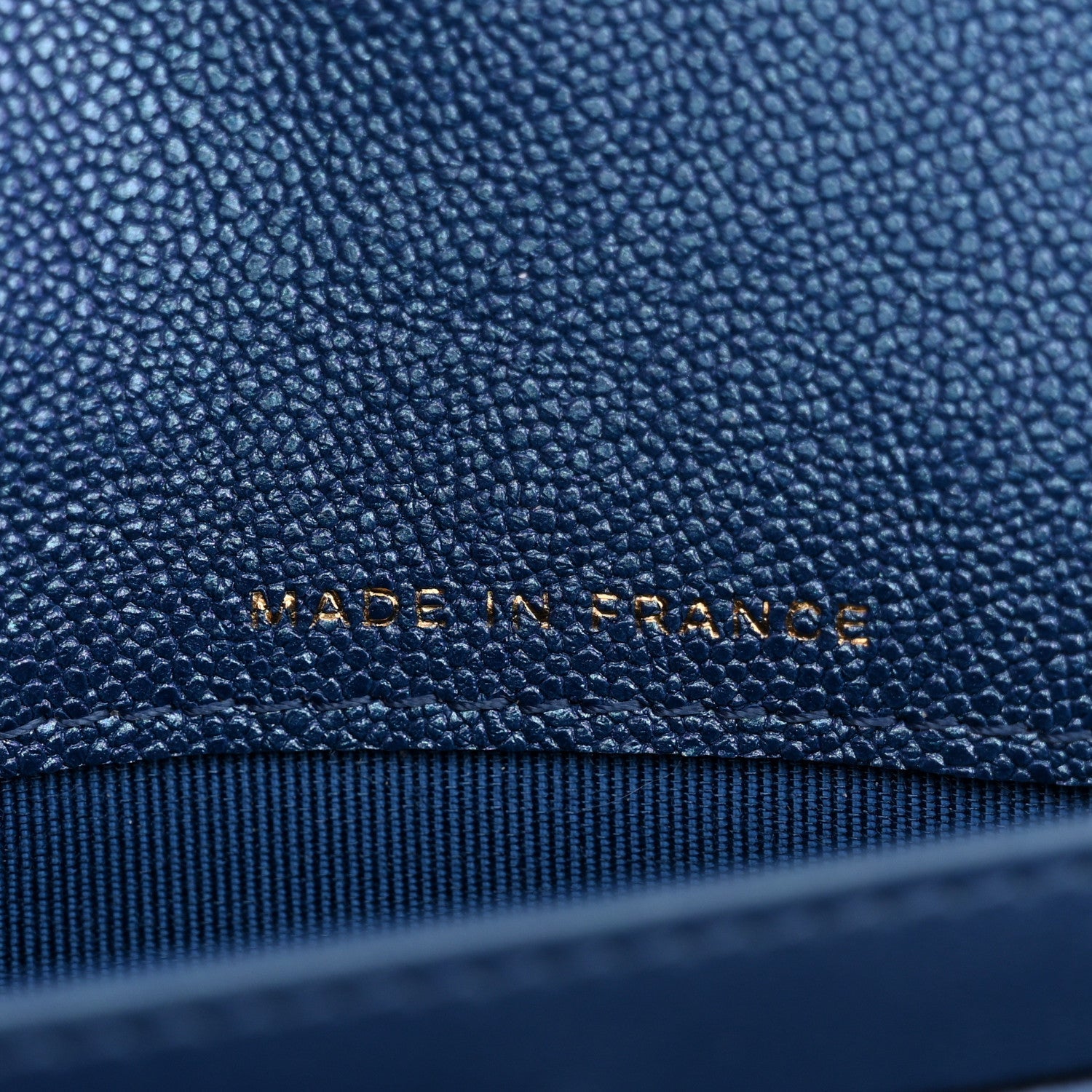 Iridescent Caviar Quilted Large Gusset Flap Wallet Dark Blue