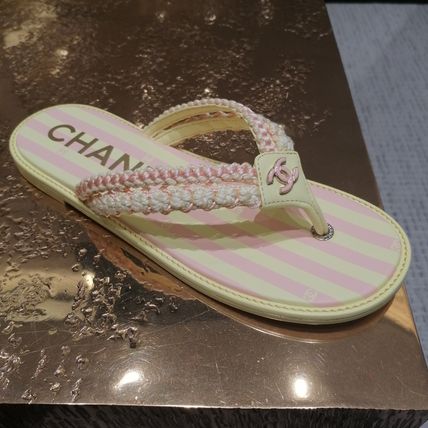 CC 25 Thong Sandal Braided Striped Pink Lime