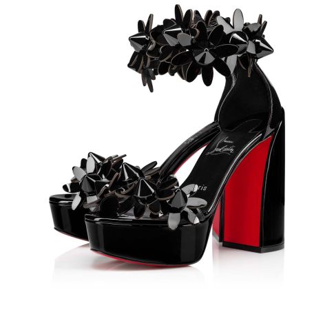 CL Daisy Spikes Alta Pumps 150mm Patent Calf Leather Black