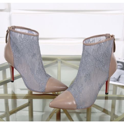CL Gipsybootie Ankle Boots 90mm Lace Lame Specchio Gray