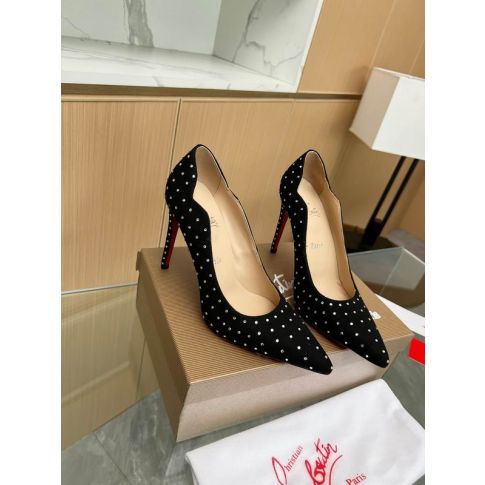 CL Hot Chick 100 Pumps Veau Velours Studded Black