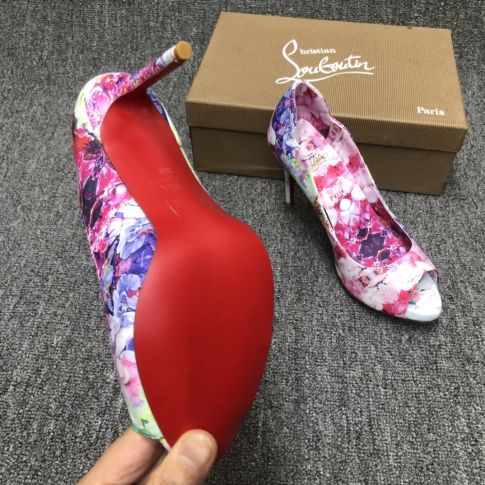 CL Hot Chick Pumps 120mm Crepe Satin Blooming Print Multicolor