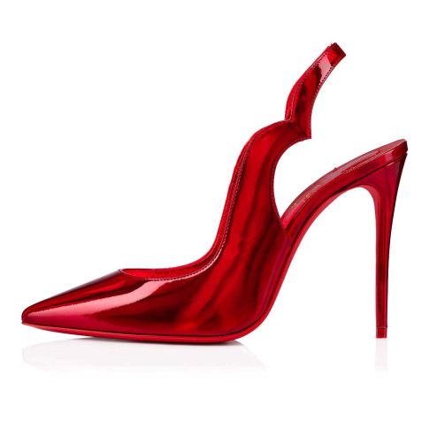 CL Hot Chick Sling Pumps 100mm Patent Calf Leather Red
