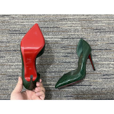 CL Iriza Pumps 100mm Croc-effect Leather Green