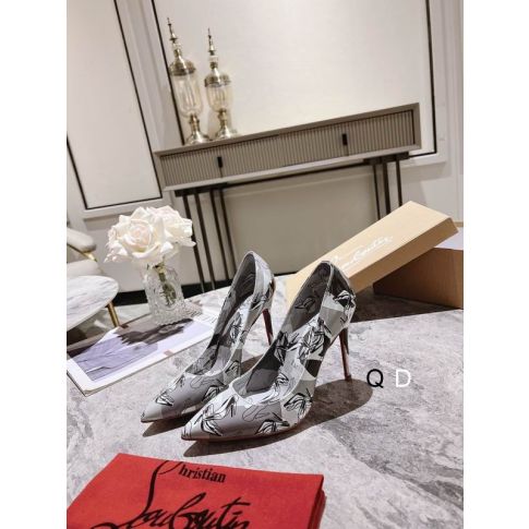 CL Kate Pumps 100mm Graphic Printed Patent Leather Gray