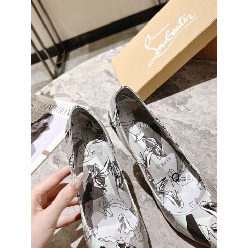 CL Kate Pumps 100mm Graphic Printed Patent Leather Gray