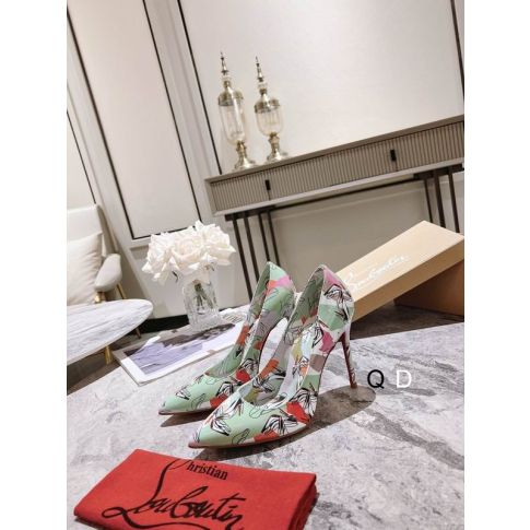 CL Kate Pumps 100mm Graphic Printed Patent Leather Green