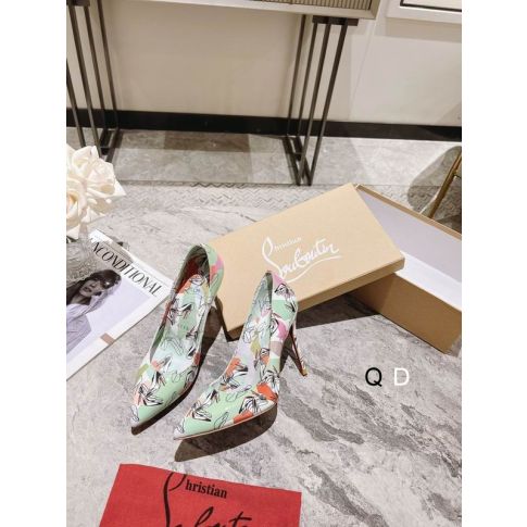 CL Kate Pumps 100mm Graphic Printed Patent Leather Green