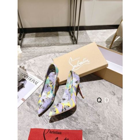 CL Kate Pumps 100mm Graphic Printed Patent Leather Purple