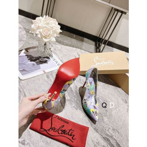 CL Kate Pumps 100mm Graphic Printed Patent Leather Purple