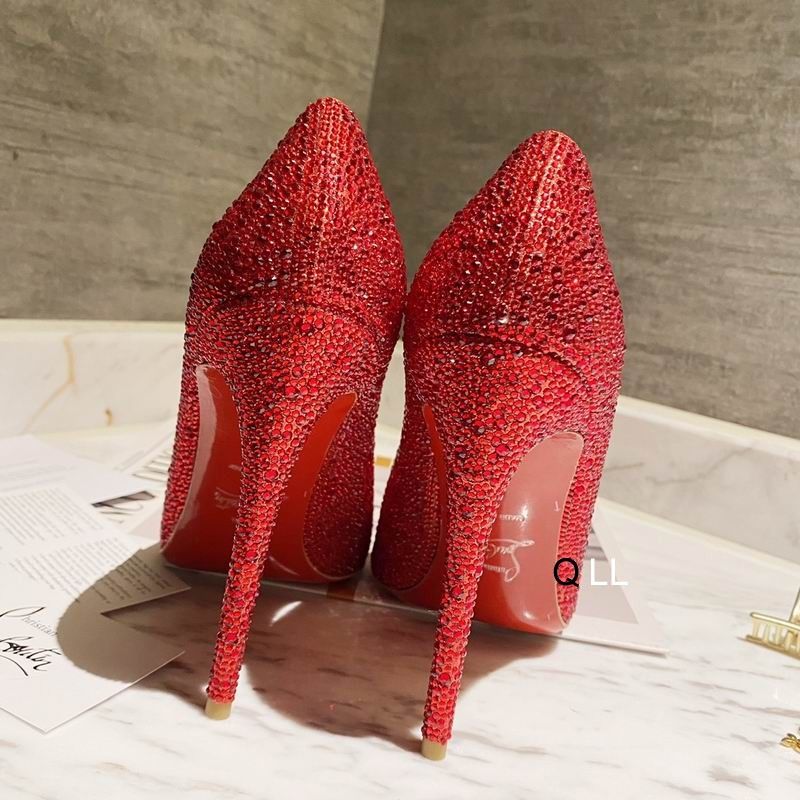 CL Kate Strass Degrade Pumps 100mm Suede Red