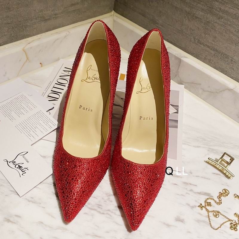 CL Kate Strass Degrade Pumps 100mm Suede Red