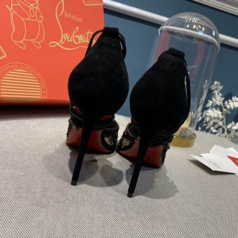 CL Maia Labella 100mm Pumps Strass and Veau Velours Black