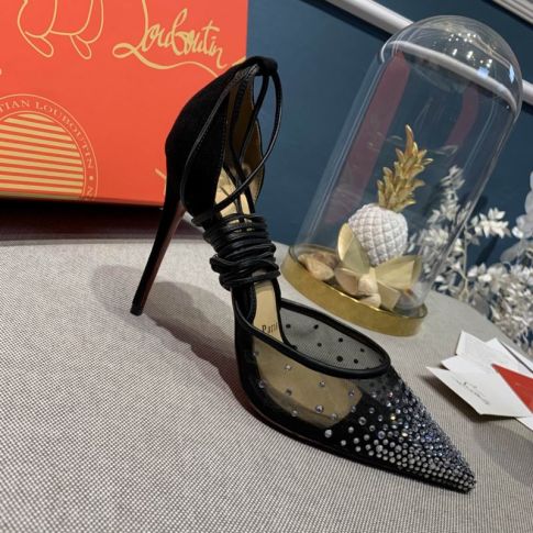 CL Maia Labella 100mm Pumps Strass and Veau Velours Black