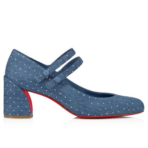 CL Miss Jane Plum Strass 55 Mm Mary Janes Denim And Strass