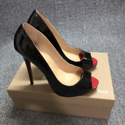 CL New Very Prive Pumps 120mm Patent Leather Black Red