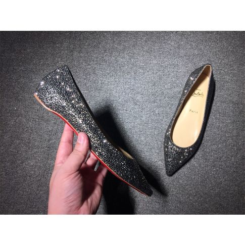 CL Pigalle Ballet Flats Strass Embellished Black