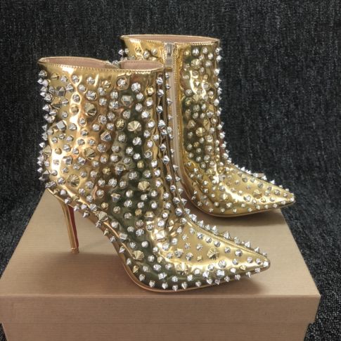 CL So Full Kate 100mm Ankle Boots Metallic Leather Gold