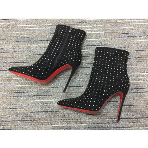 CL So Kate Booty Plume Boots 100mm Strass and Suede Black