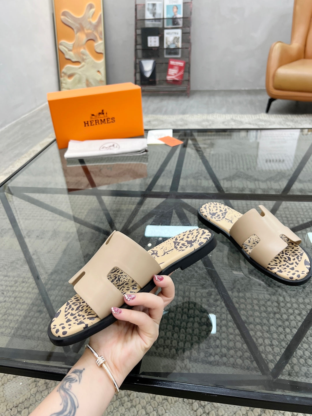 HM Men's Slides Calfskin 544622