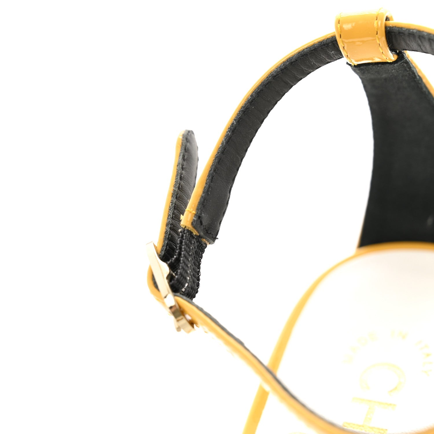 Patent CC Ankle Strap Sandals 37.5 Yellow