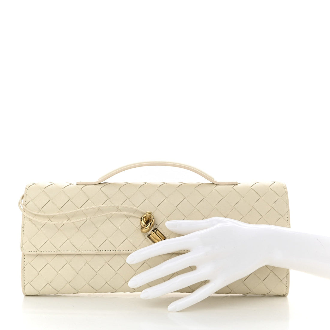 Nappa Intrecciato Long Andiamo Top Handle Clutch Sea Salt