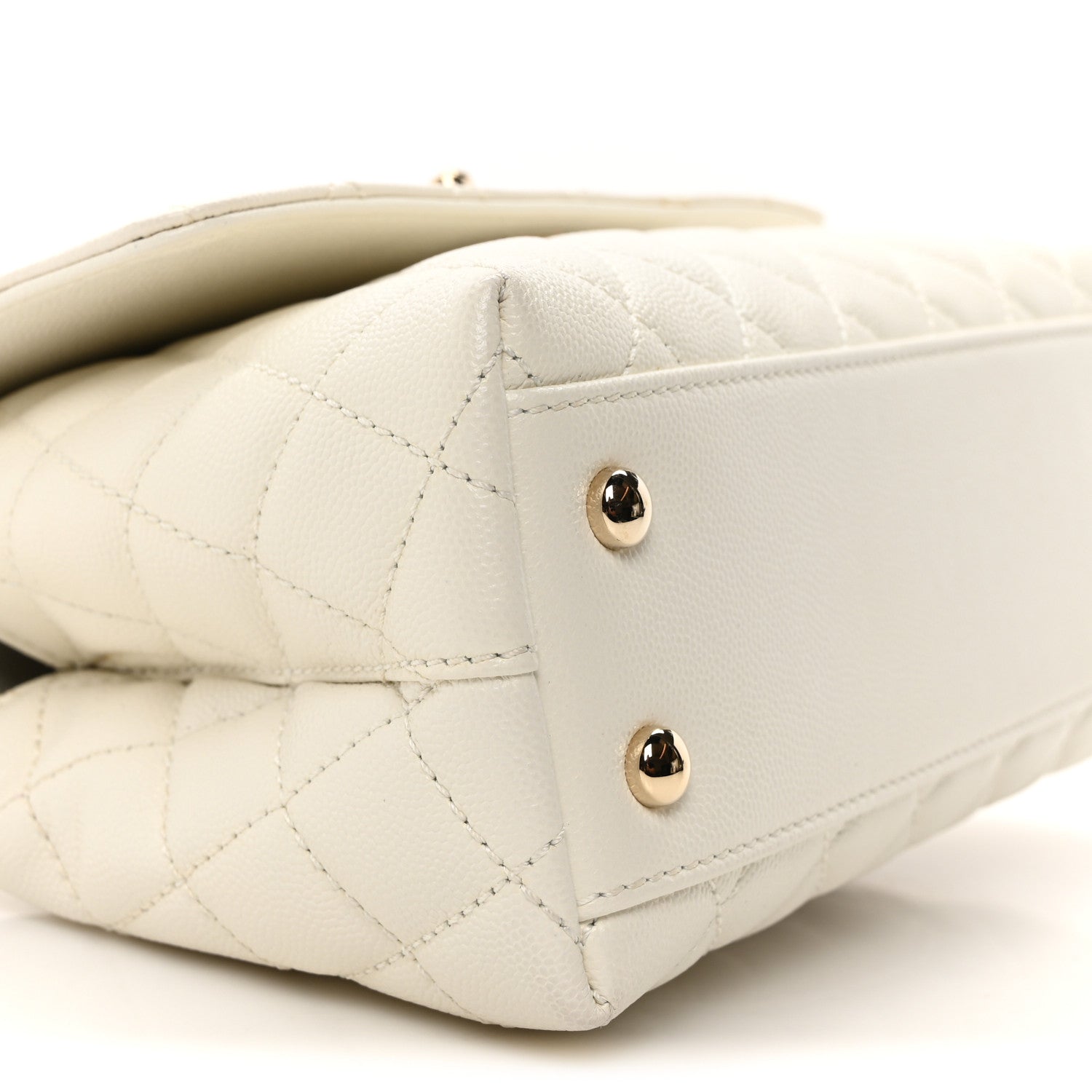 Caviar Quilted Mini Coco Handle Flap White