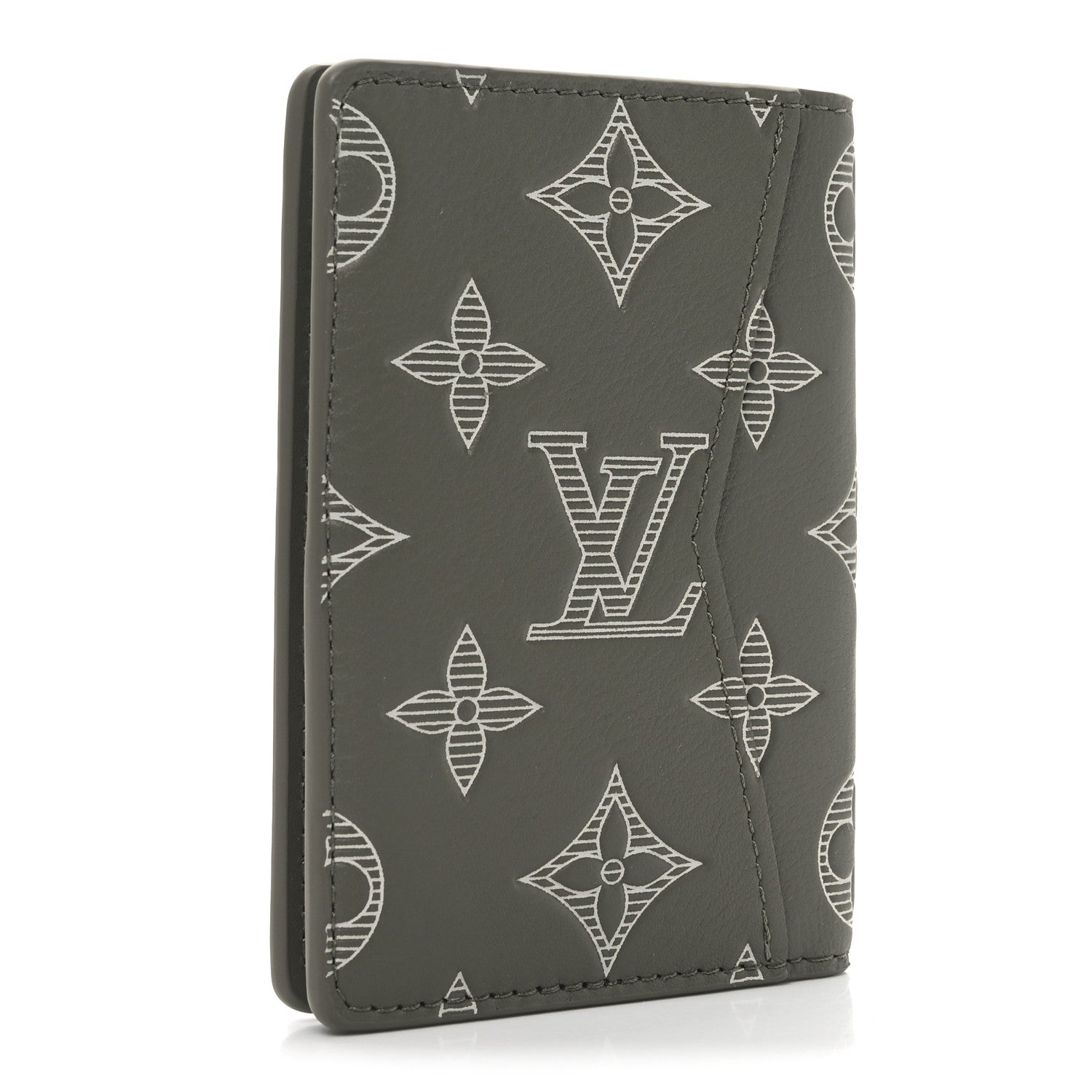 Calfskin Monogram Shadow Pocket Organizer Olive Green