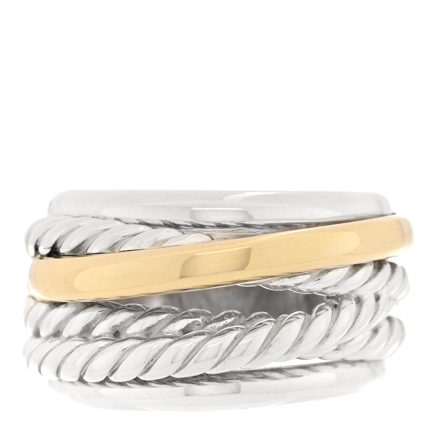 Sterling Silver 14K Yellow Gold Narrow Crossover Ring 50 5.25