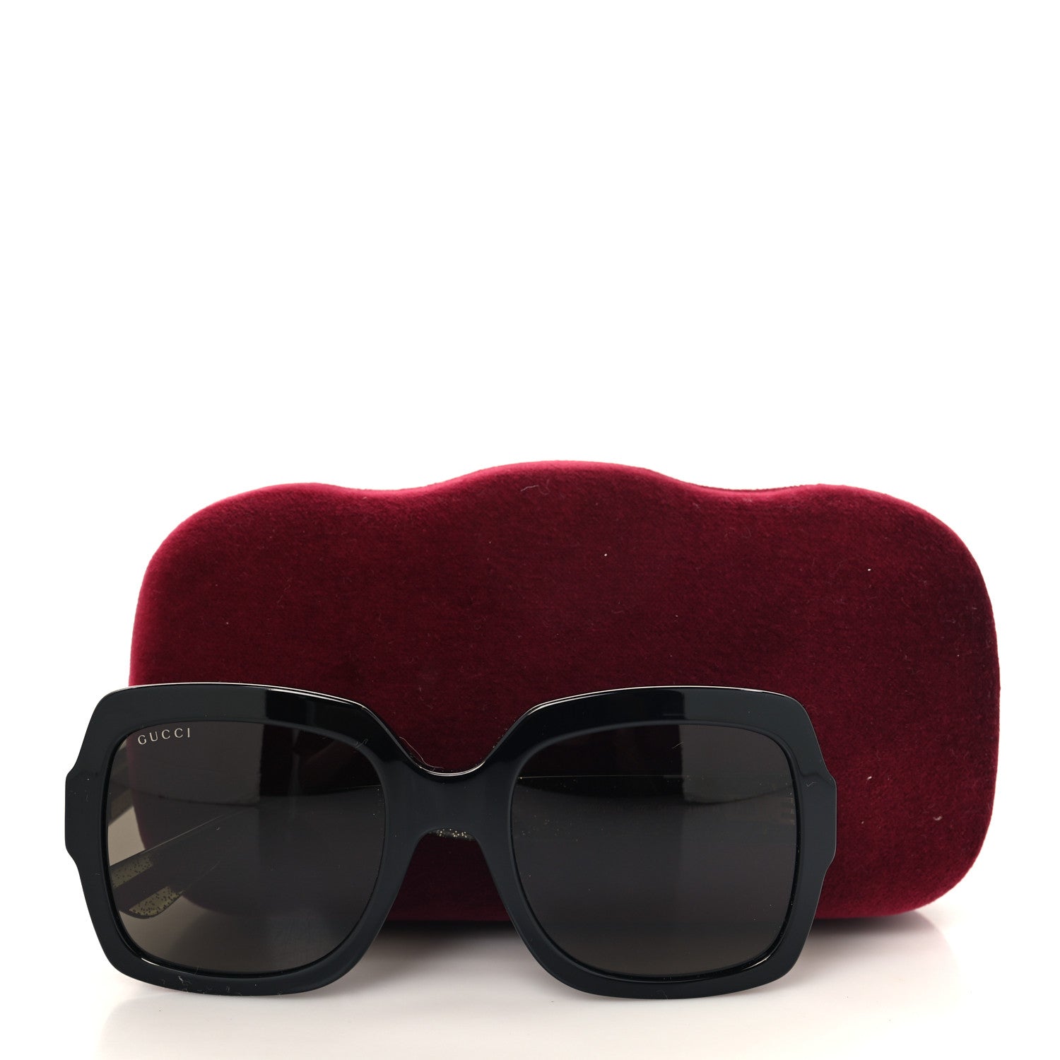 Acetate Square Frame Web Glitter Sunglasses GG0036SN Black Green