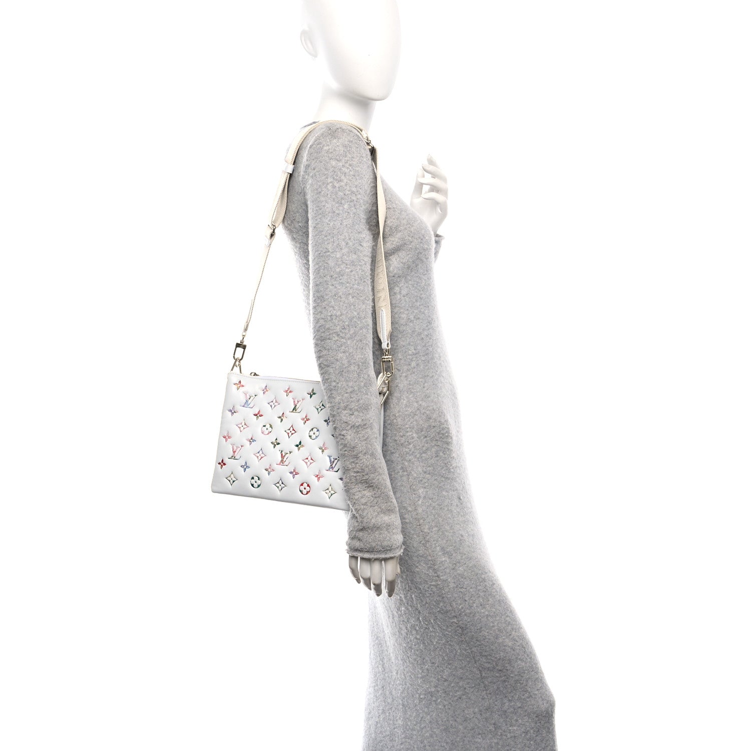 Lambskin Embossed Monogram LV Garden Coussin PM Cream