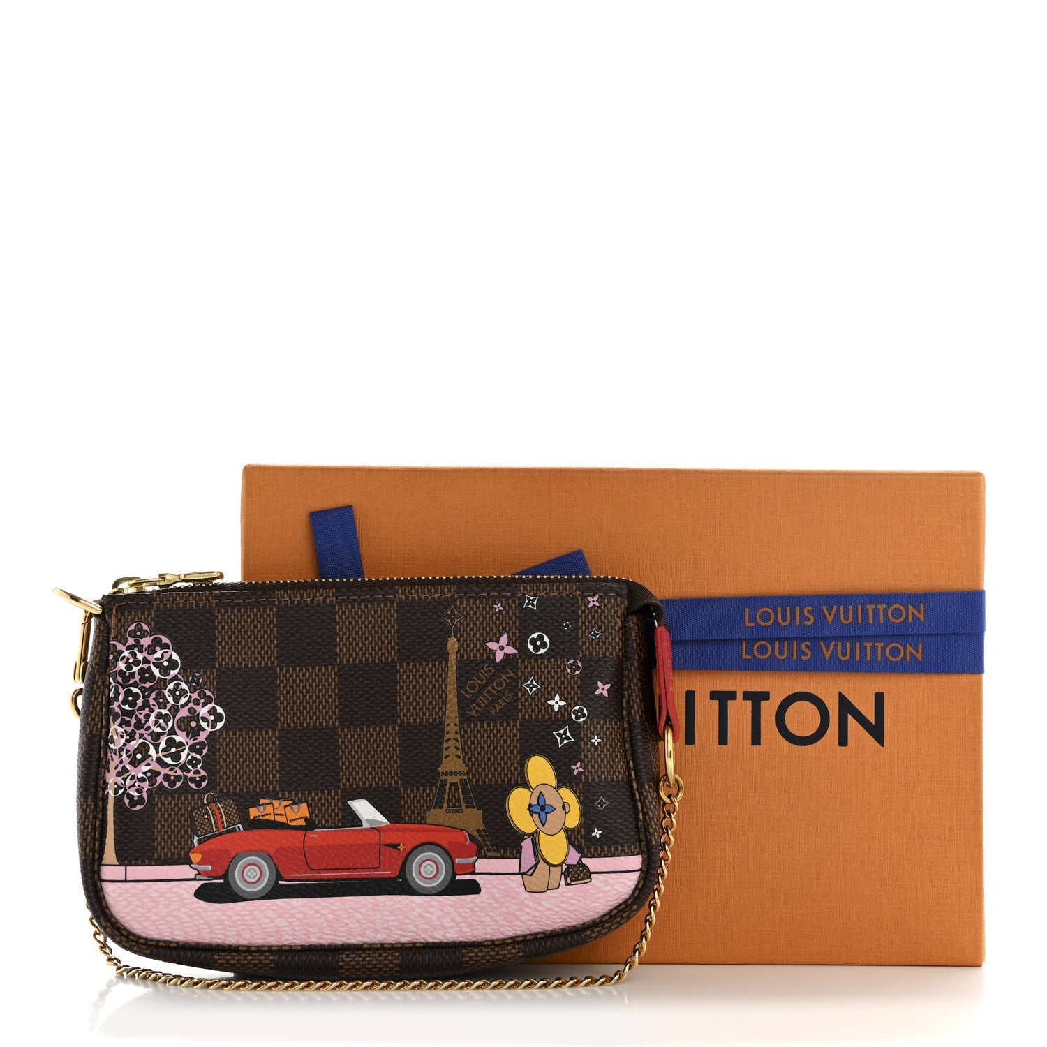 Damier Ebene 2019 Christmas Animation Mini Pochette Accessories Red