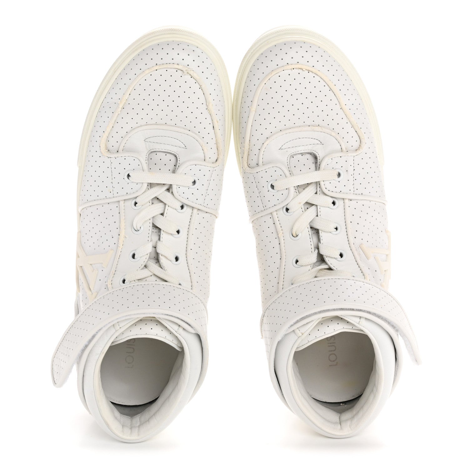 Calfskin Perforated Mens Acapulco Sneakers 8 White